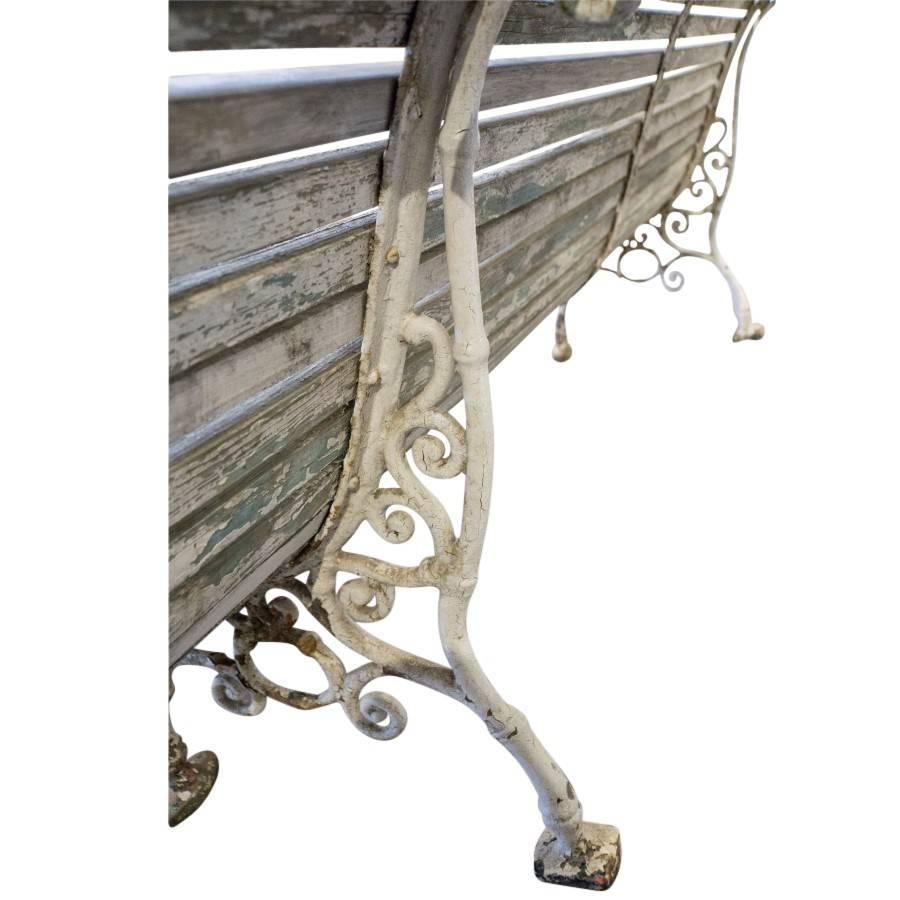 French Antique Wood and Iron Bench 1