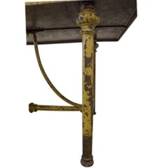 Antique Italian Iron Garden Table with Yellow Patina, circa 1900