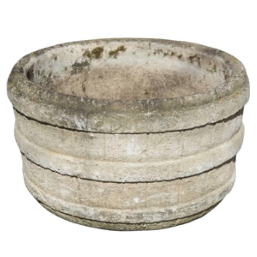 Pair of French Cast Cement Barrel Planters, circa 1960 For Sale 1