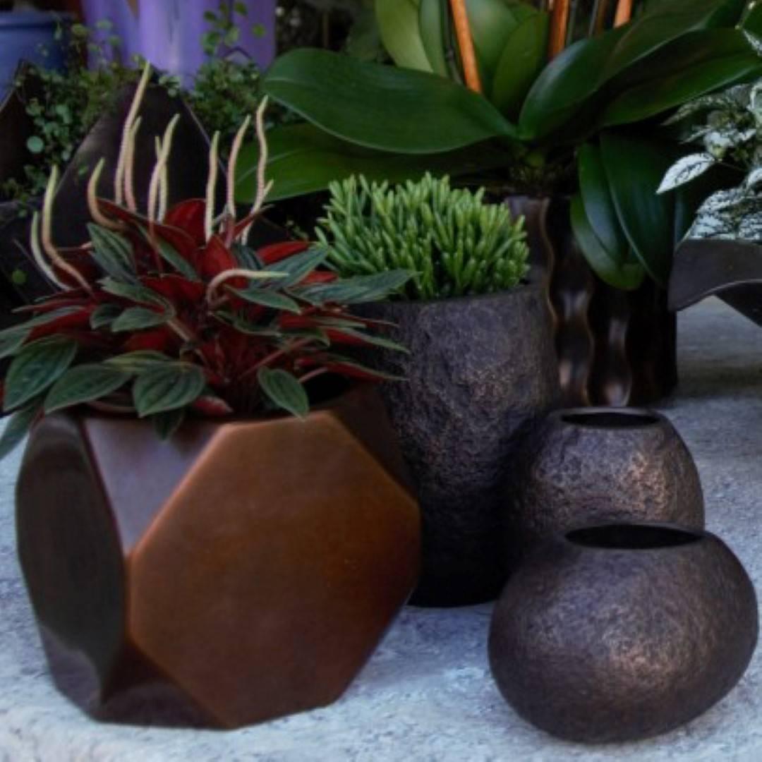 Bronze Rock Planter or Candleholder For Sale 4