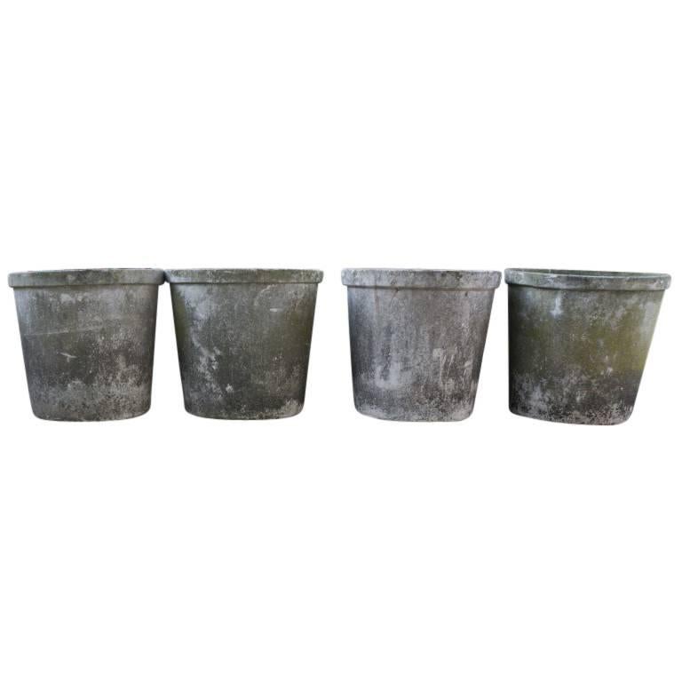 Mid-20th Century Round Cement Planters from France, circa 1960