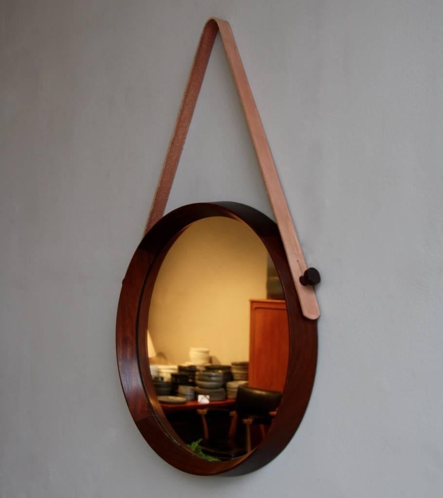 Scandinavian Modern Danish 1950s Round Wall Mirror