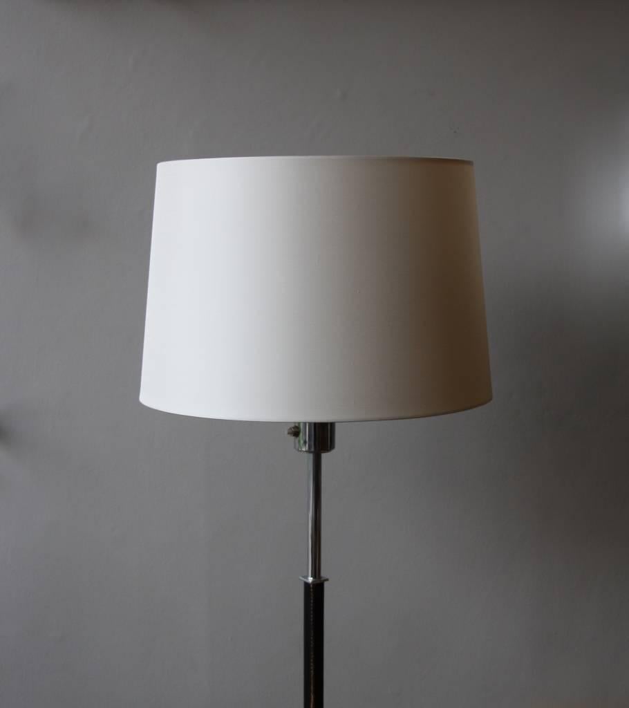 Scandinavian Modern Vintage Danish Leather and Steel Floor Light For Sale