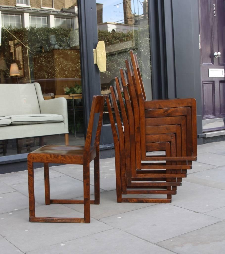 Stained Sven Markelius Set of Seven Stacking Chairs