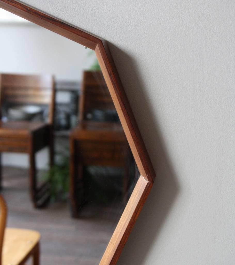 Vintage Danish 1950s Octagonal Wall Mirror In Good Condition In London, GB
