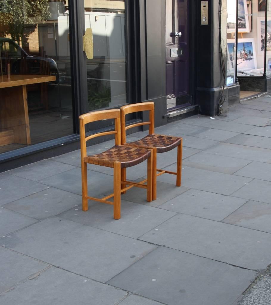 Danish M. L. Stephensen Vintage Pair of Leather Side Chairs by Soeren Willadsen