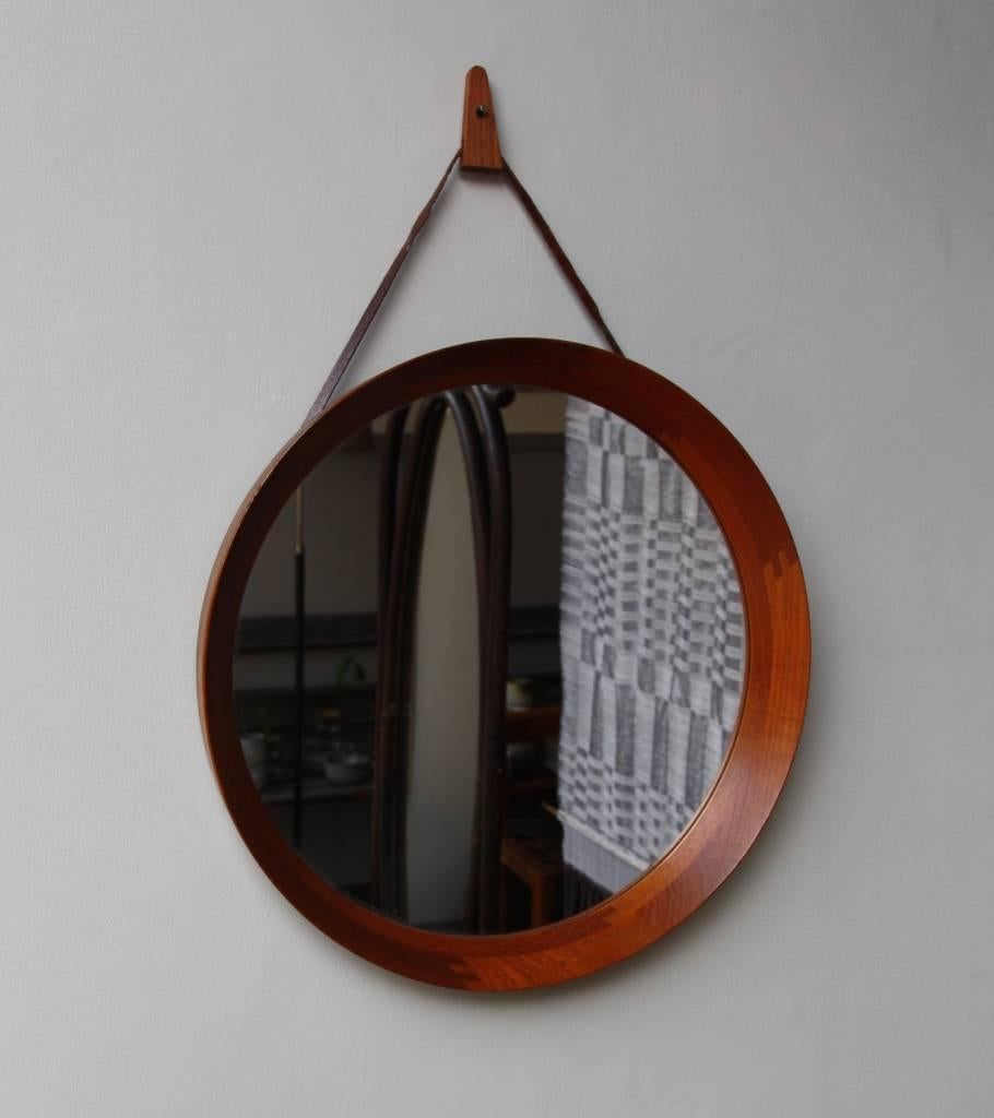 Scandinavian Modern Danish 1950s Round Wall Mirror