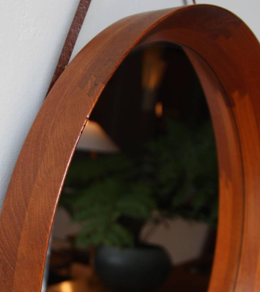 Rosewood Danish 1950s Round Wall Mirror