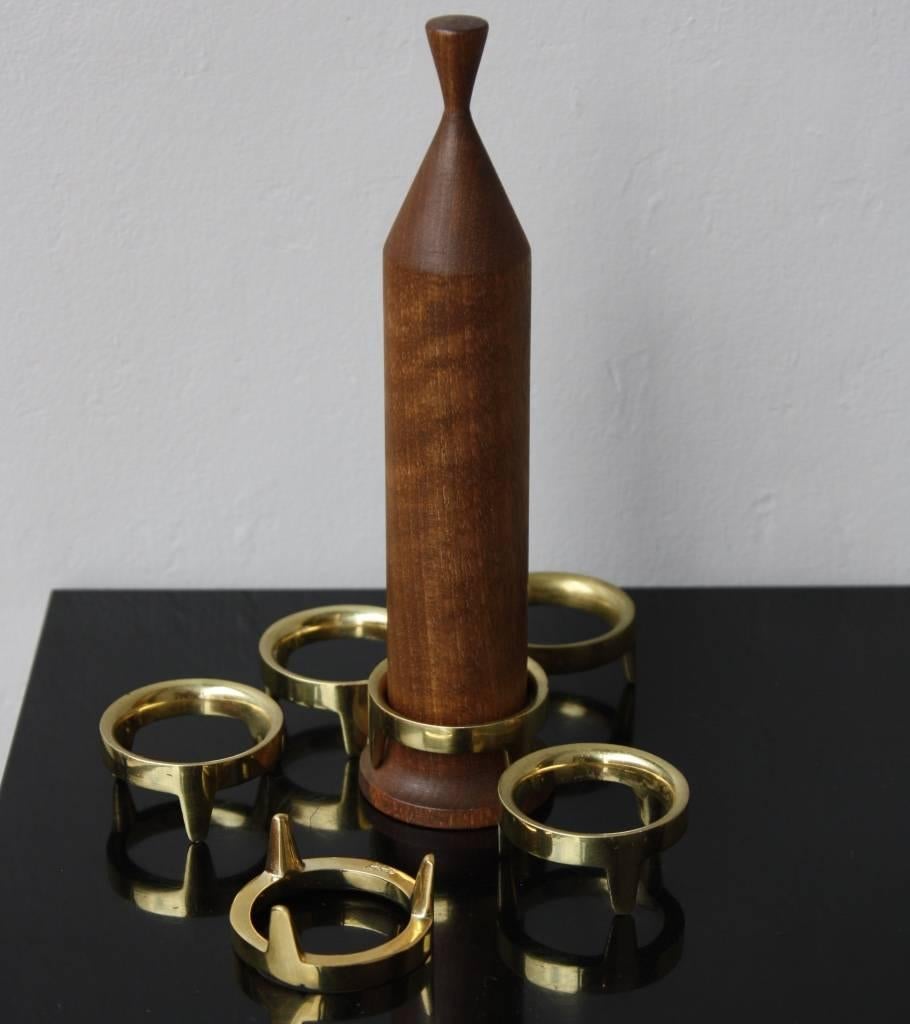 Hand-Carved Set of Six Egg Cups by Carl Auböck