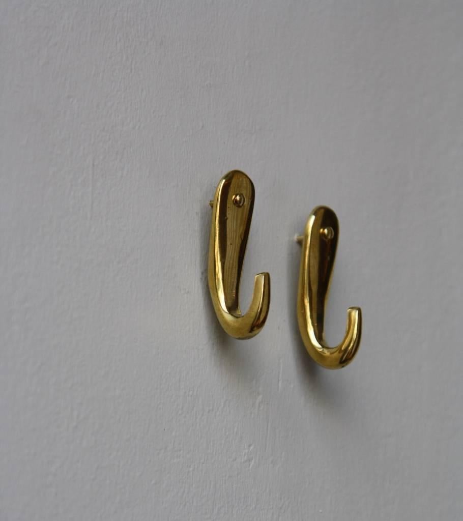 Brass Pair of Small Hooks by Carl Auböck
