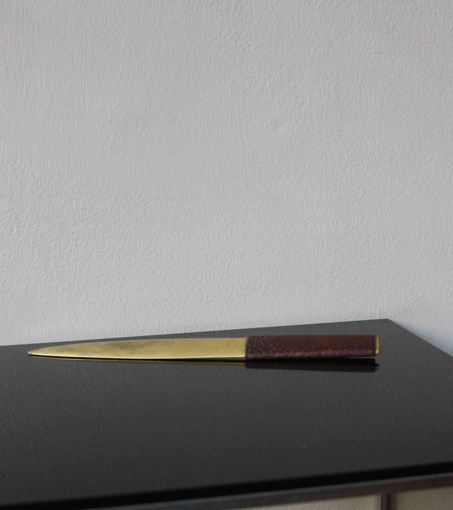 Brass and Ostrich Leather Letter Opener 2
