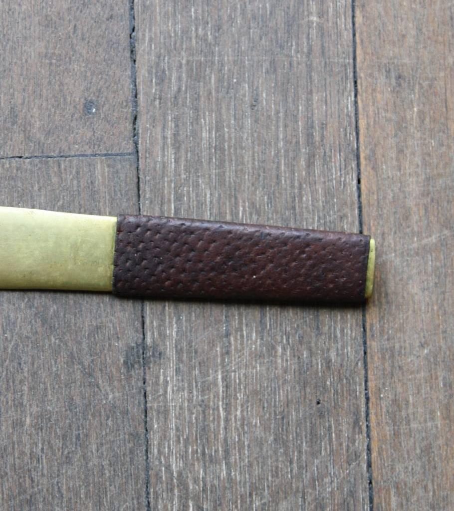 Polished Brass and Ostrich Leather Letter Opener