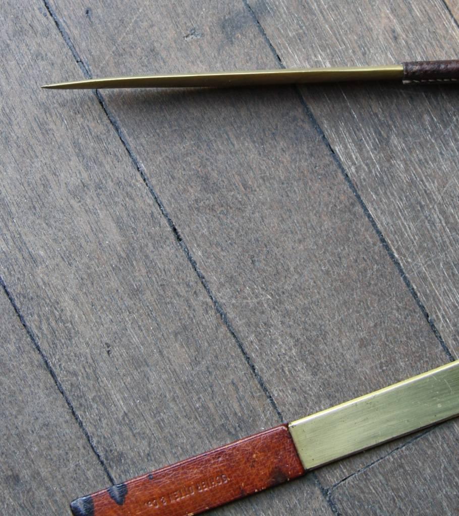 Mid-20th Century Brass and Ostrich Leather Letter Opener