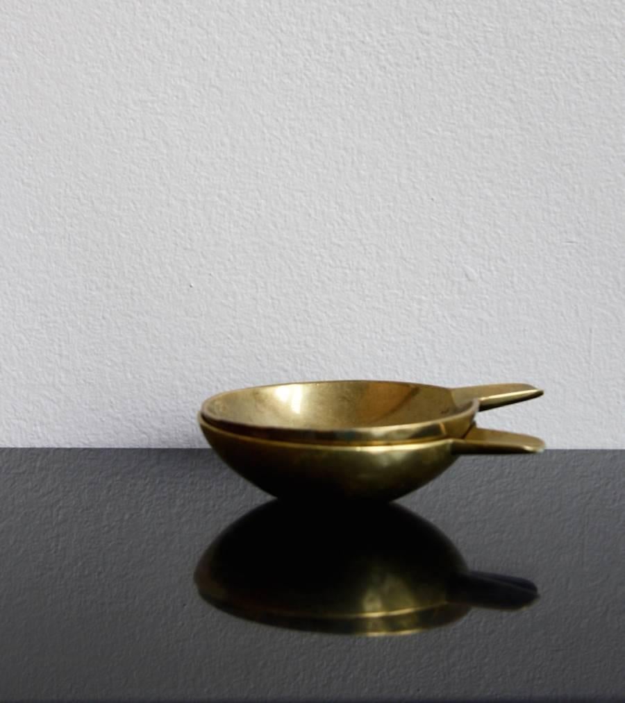 Mid-20th Century Carl Auböck Pair of Small Brass Ashtrays