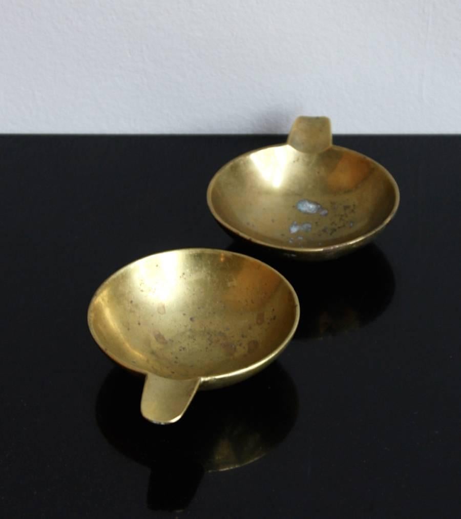 Modern Carl Auböck Pair of Small Brass Ashtrays