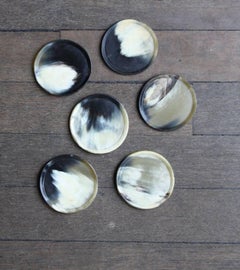 Carl Auböck Set of Six Horn Coasters and Leather Case