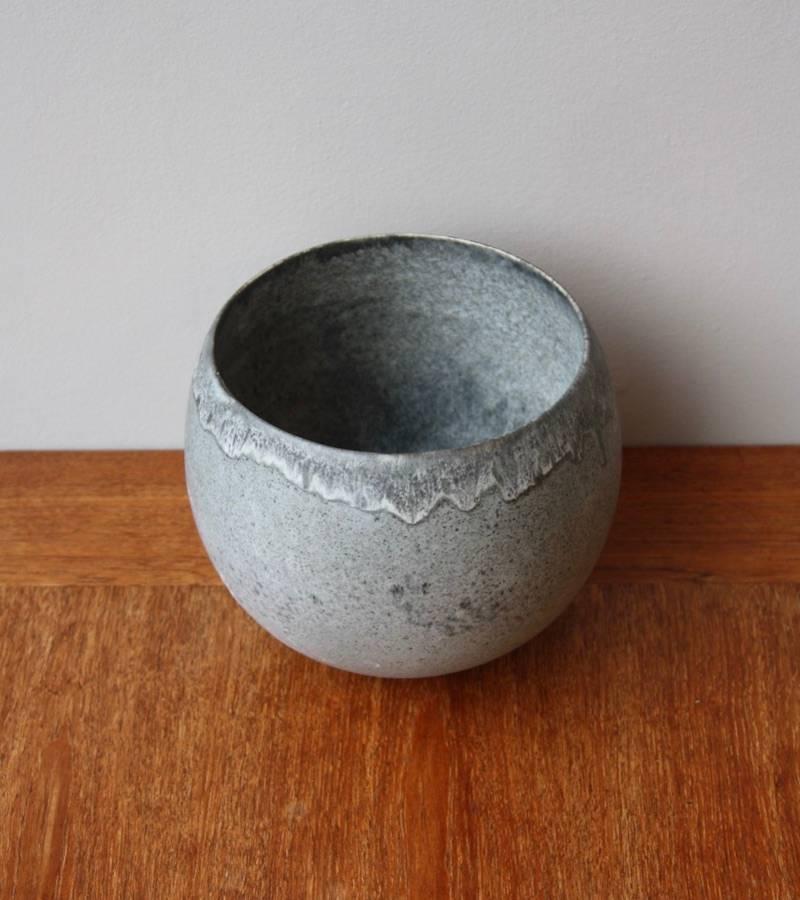 Scandinavian Modern Kasper Würtz One off Small Planter Dark Grey Glaze