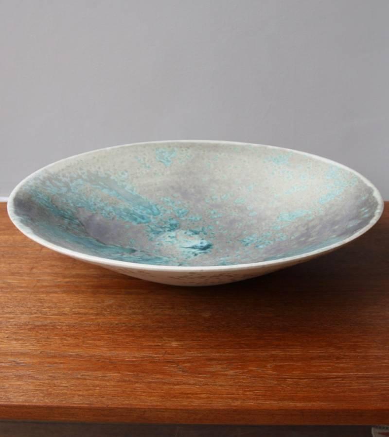 Kasper Würtz One off Large Flat Out Bowl Aqua Glaze In Excellent Condition In London, GB