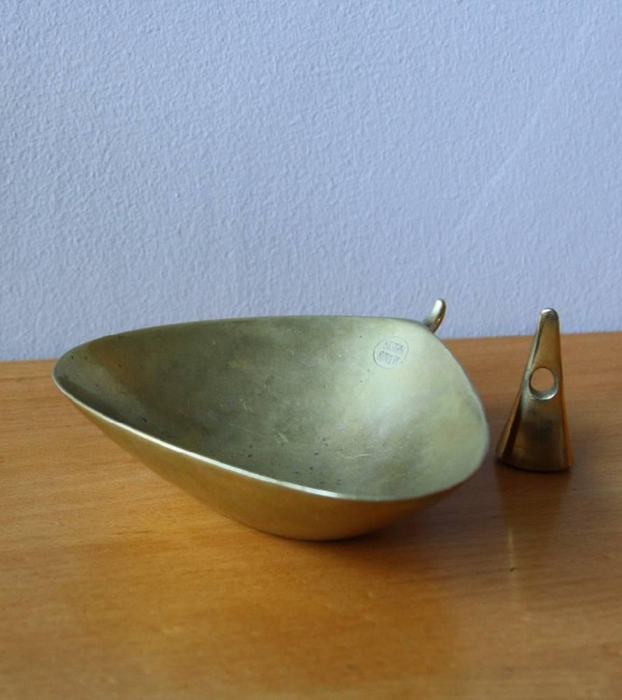 Mid-20th Century Carl Auböck Large Brass Ashtray with Tamper #2
