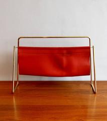 Carl Auböck Large Red Leather Magazine Holder