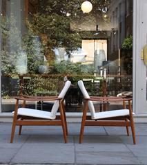 Pair of Finn Juhl Model No. 138 Easy Chairs Made by France & Son