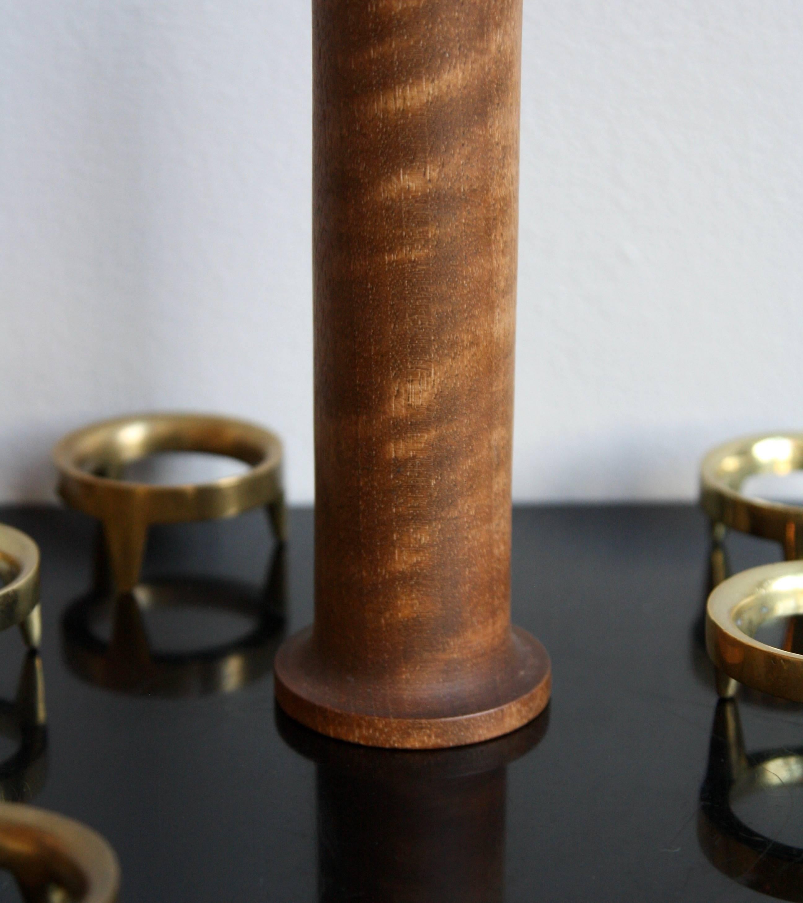 20th Century Carl Auböck ii Vintage 1950s Walnut TOTEM of Brass Egg Cups