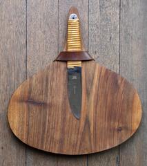 Carl Auböck II Walnut Cutting and Handled Serving Board with Knife