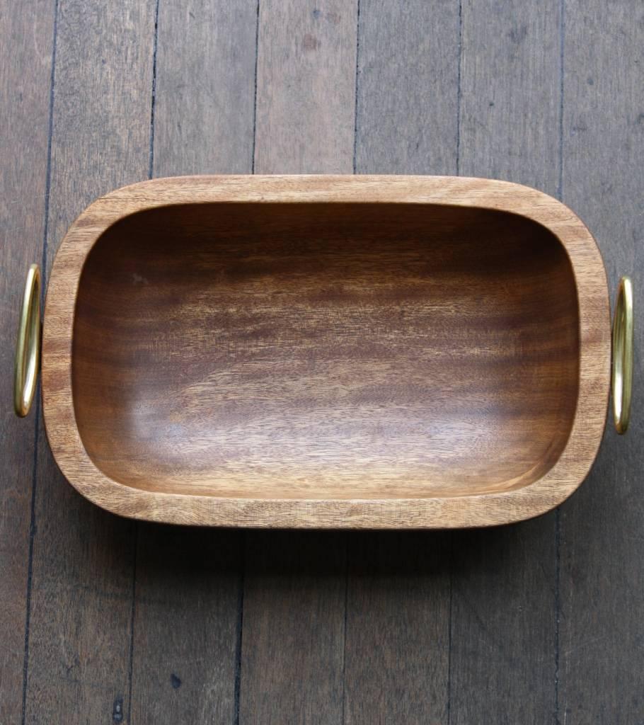 Vintage bowl with brass handles by Carl Auböck II, Vienna, circa 1950.
The bowl is made of walnut and has cast brass handles, each of them attached to the wood with three brass screws.
Stamped Auböck made in Austria on the bottom. In overall