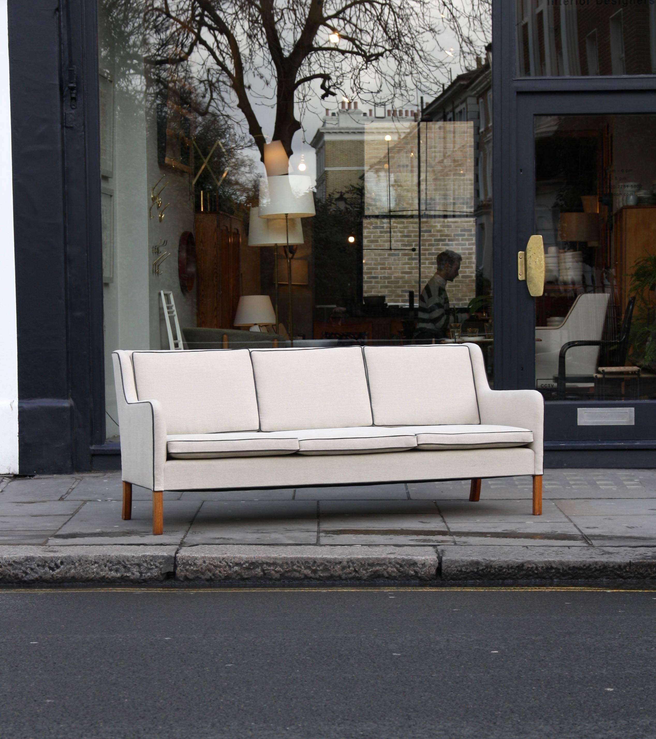 Scandinavian Modern Ole Wanscher Three-Seat Sofa Made by A. J. Iversen