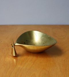 Carl Auböck II Vintage 1950s Solid Brass Ashtray with Tamper