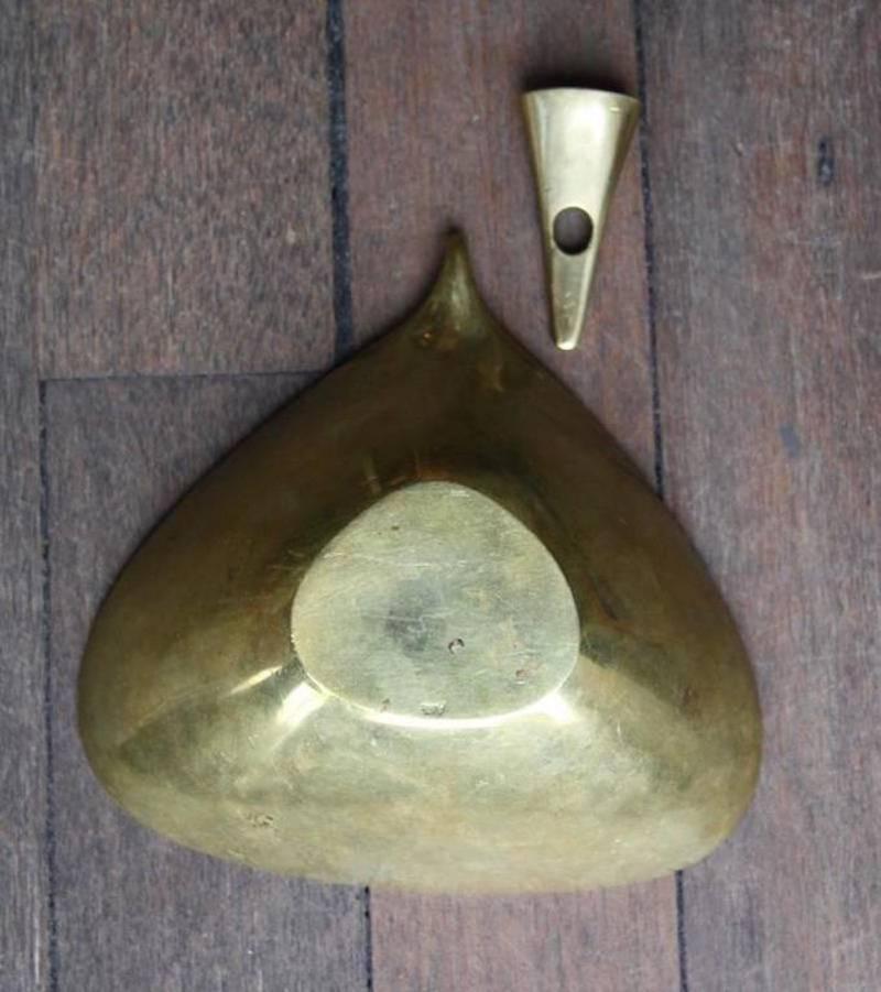 Carl Auböck II Vintage 1950s Solid Brass Ashtray with Tamper In Excellent Condition In London, GB