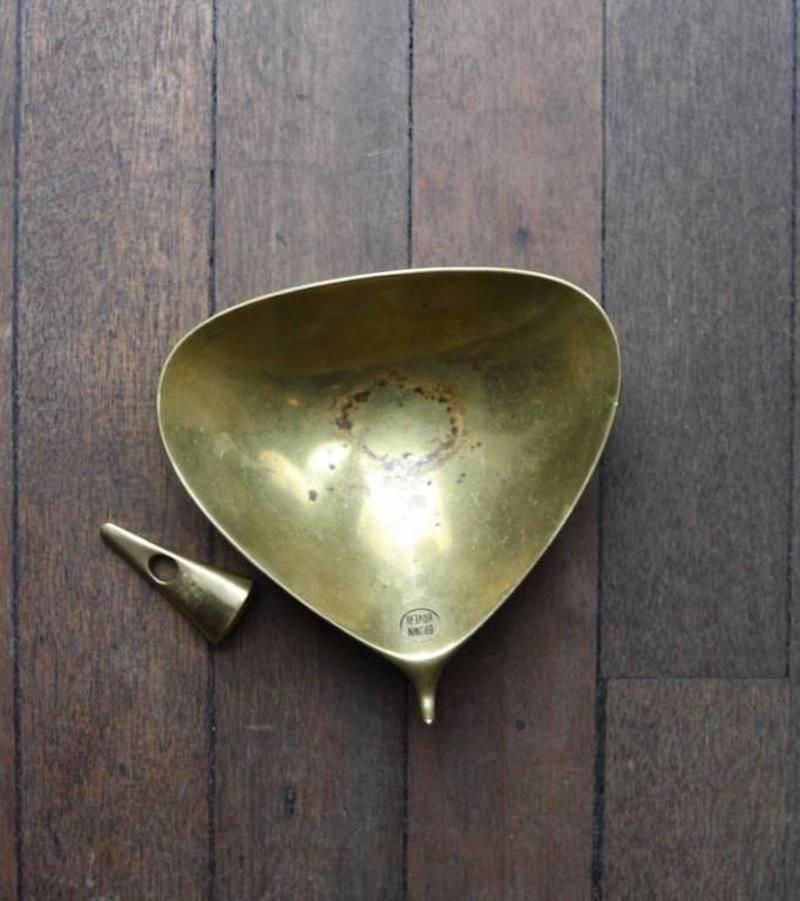 Carl Auböck II Vintage 1950s Solid Brass Ashtray with Tamper 2