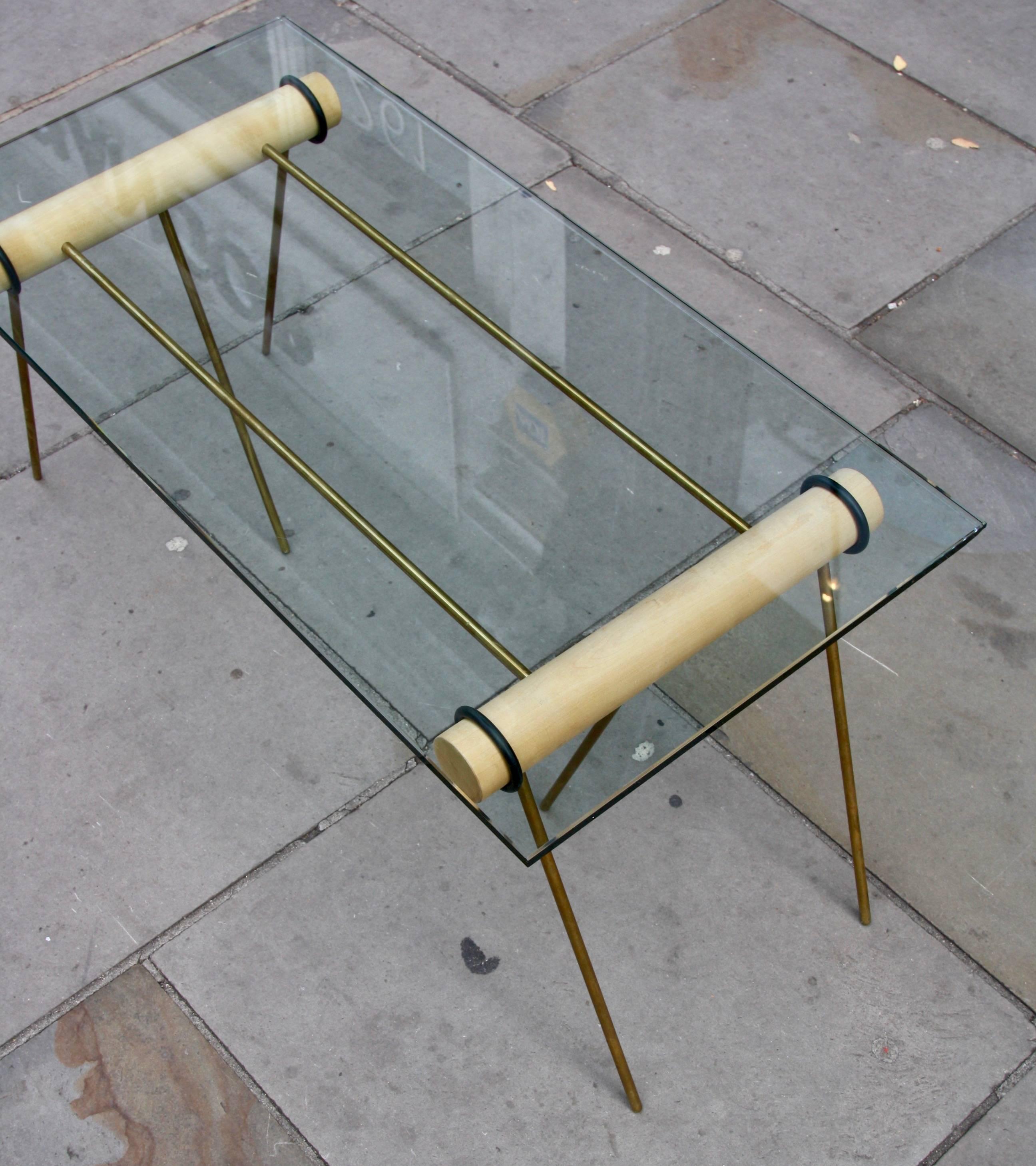 Brass Carl Auböck II Model #3907 1950s Glass Lounge Table