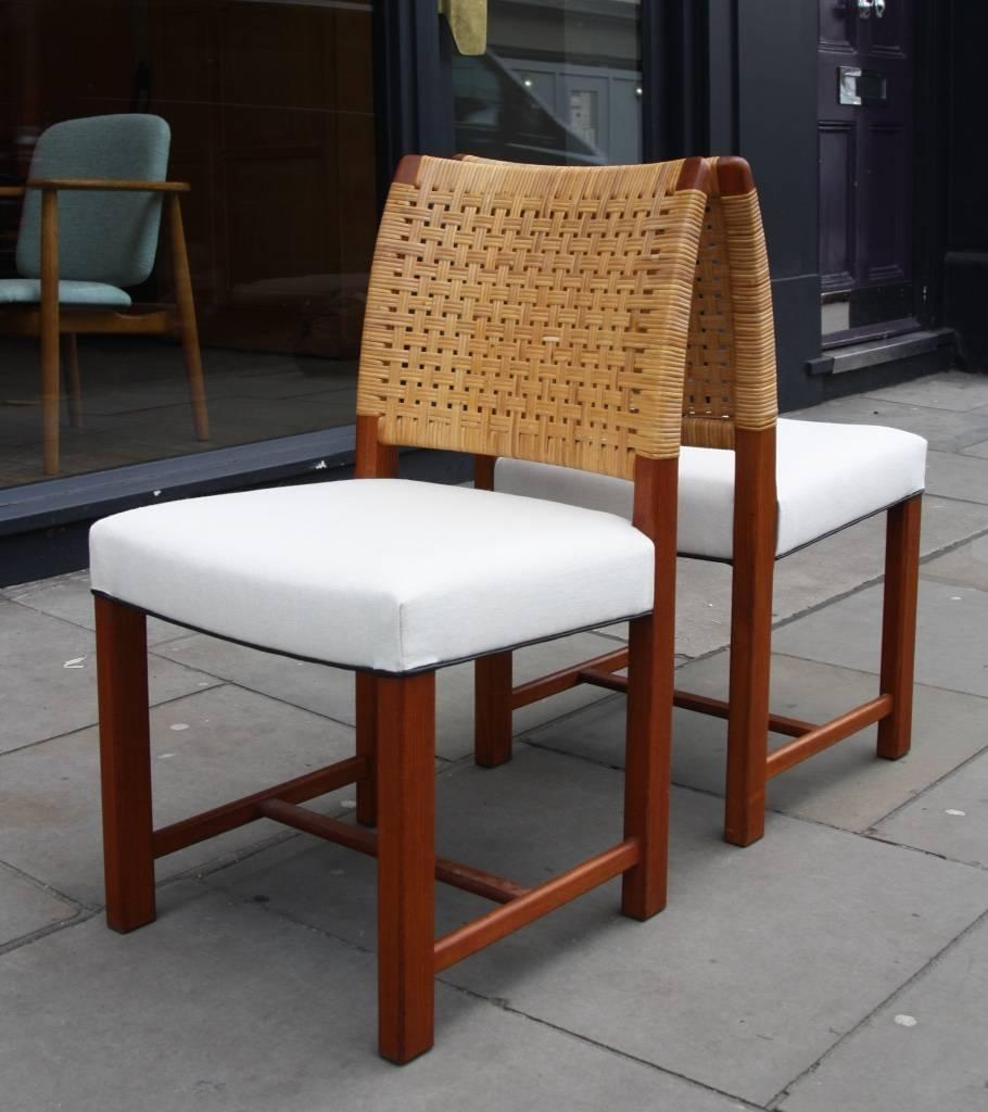 Mid-Century Modern Carl-Gustav Hiort Af Ornäs, 1950s Set of Two Cane Dining Chairs