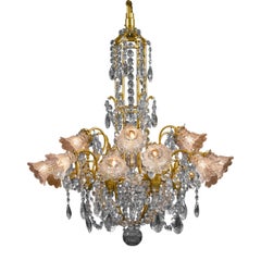 Antique Eighteen-Light Baccarat Crystal Chandelier