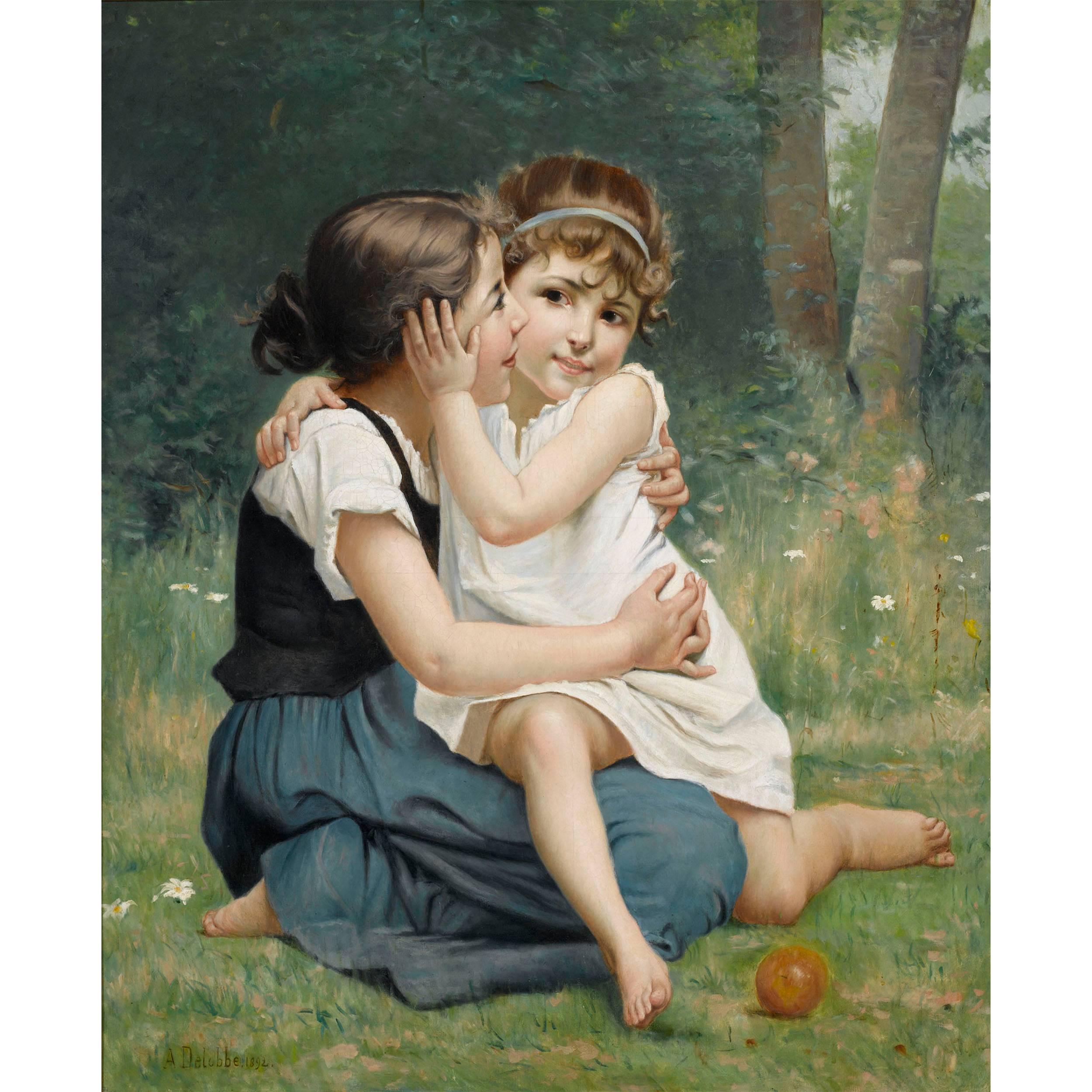 Sisterly Love by Francois Alfred Delobbe