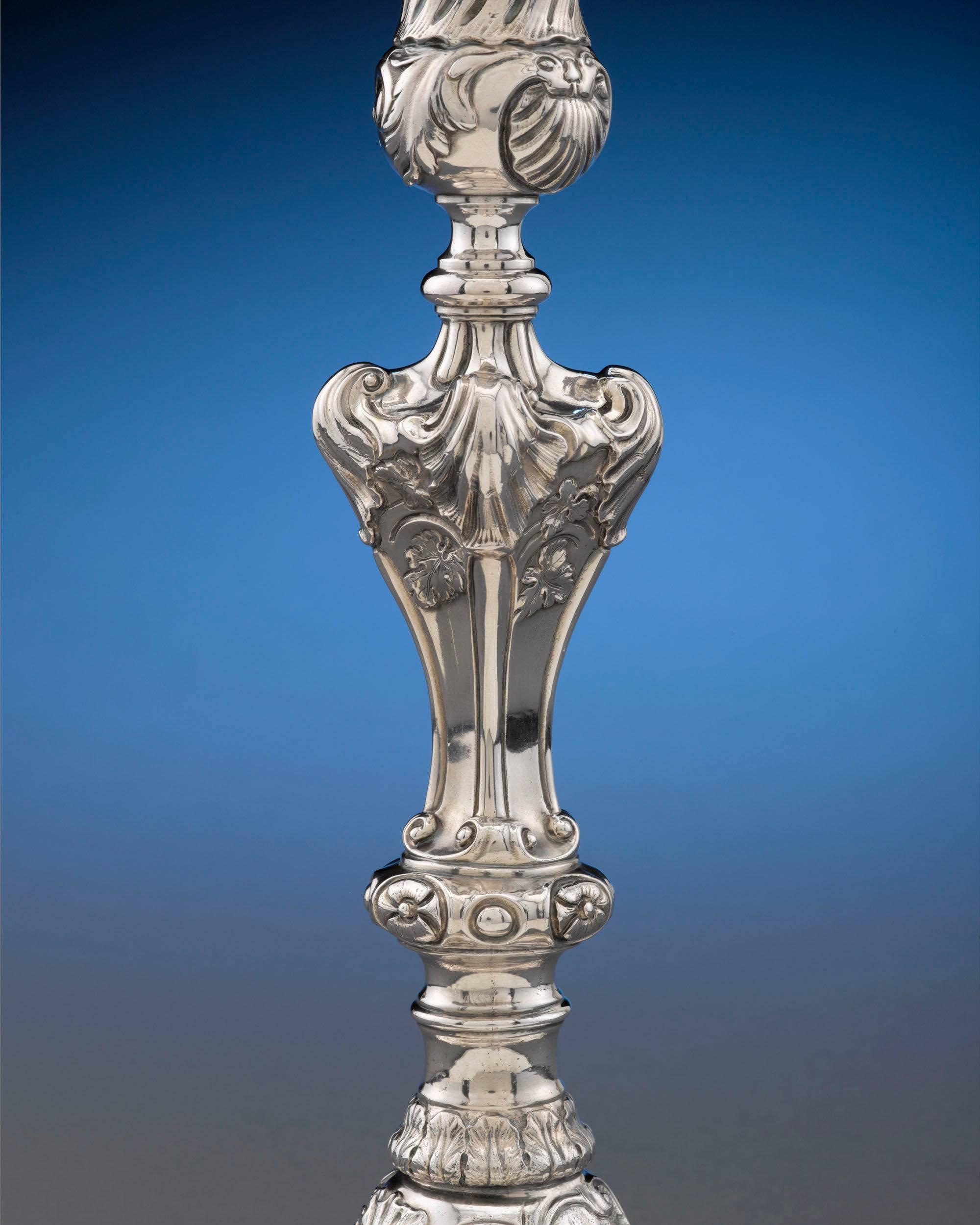 Rococo Silver Candlesticks by Paul de Lamerie