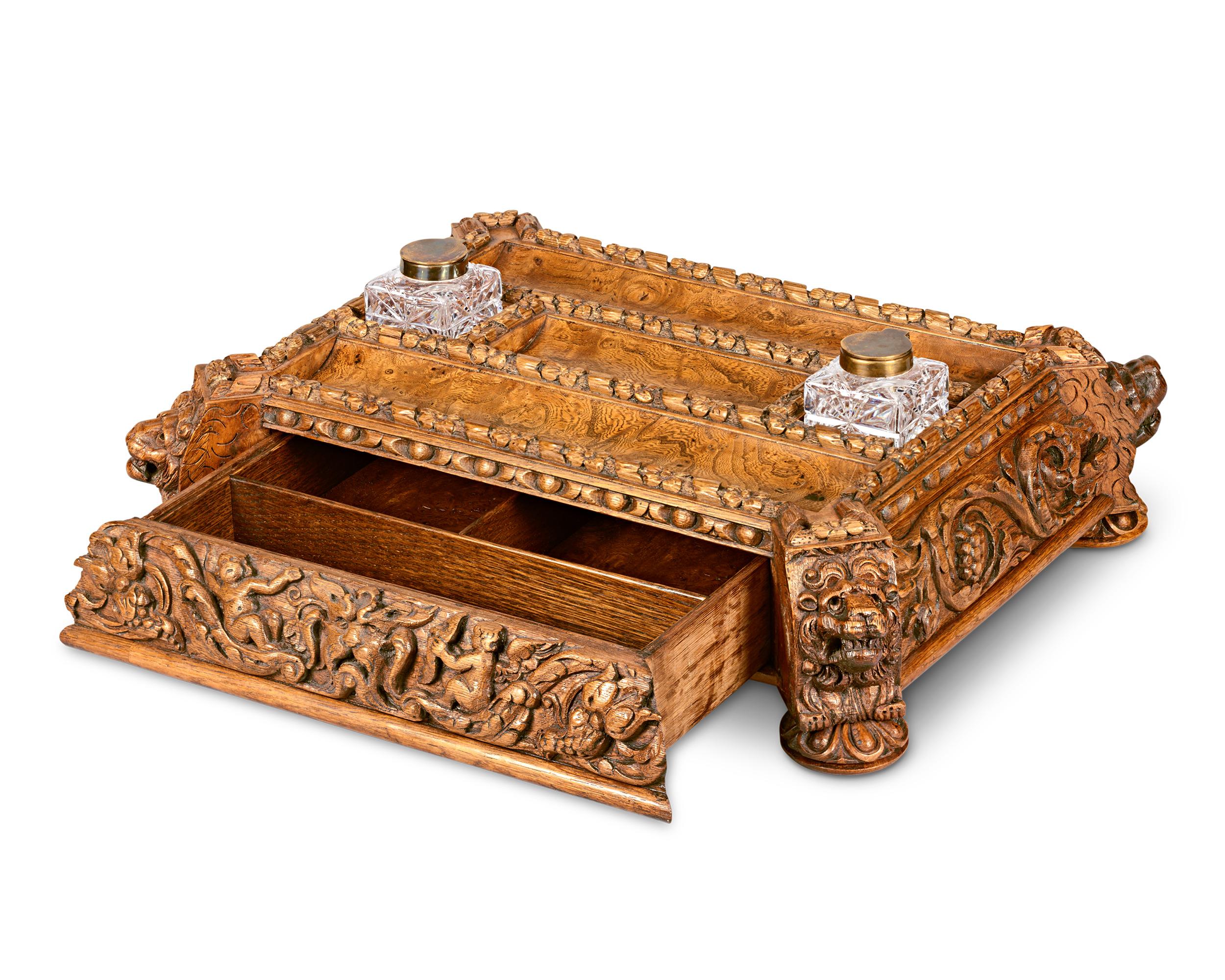 Schreibtisch-Tablett aus Ulme und Eiche von Charlton Park Estate (Georgian) im Angebot