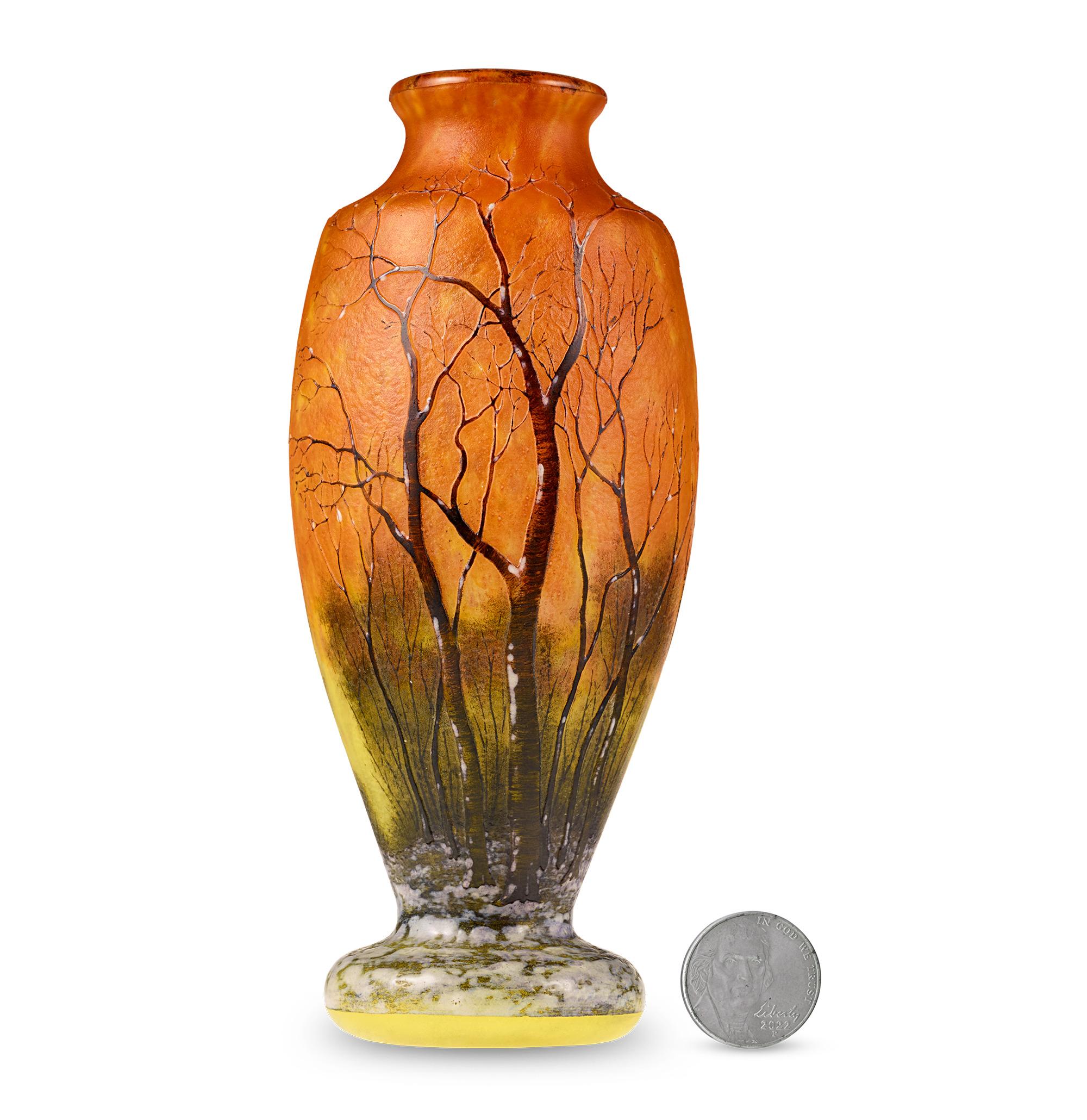 Paysage d’Hiver Vase
Daum Nancy
Circa 1900

This beautiful cameo vase by Daum Nancy, known as “Paysage d’Hiver” or 