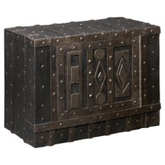 18th-Century Tabletop Italian Diamond Front Iron Safe