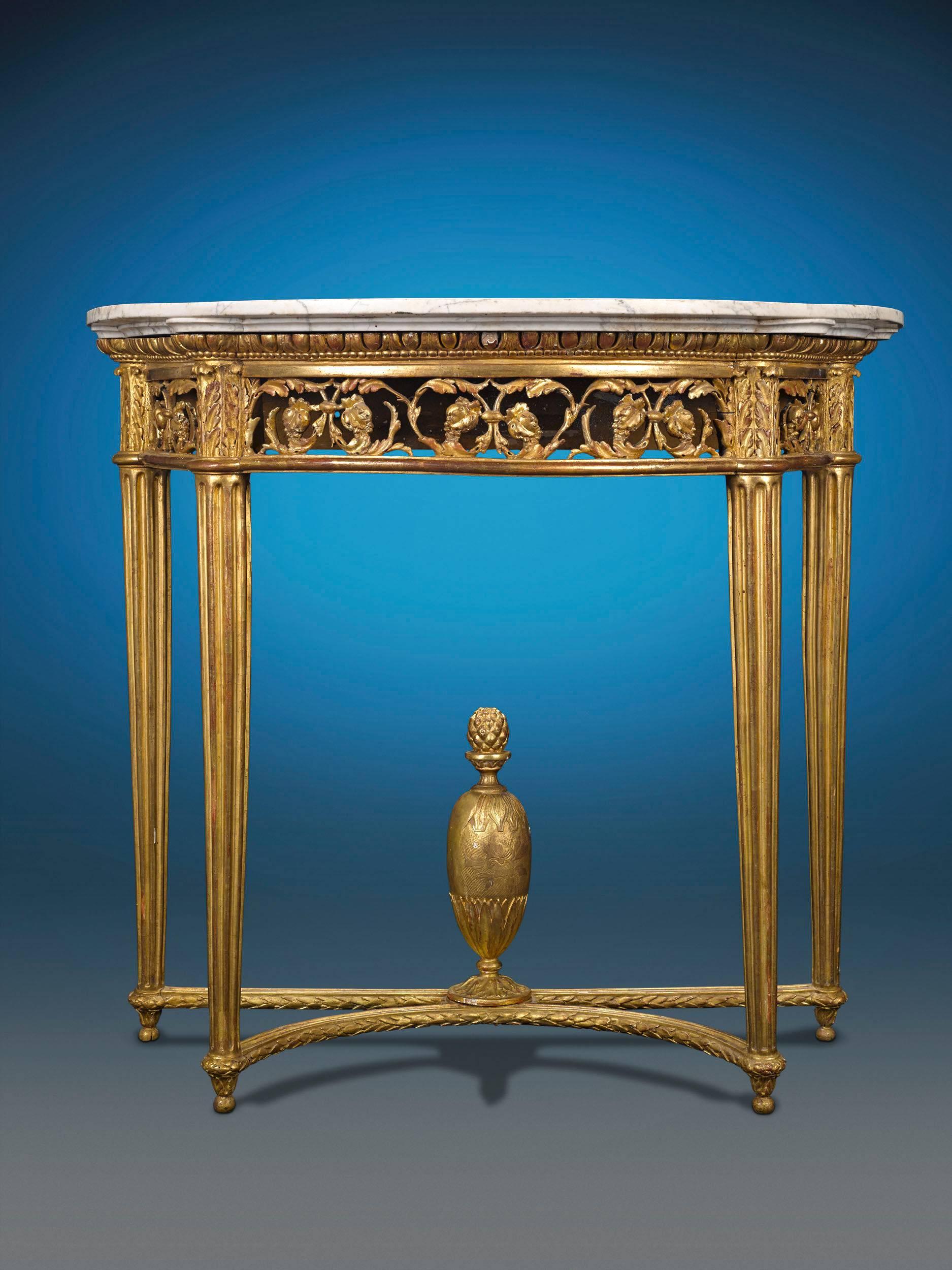 19th Century Louis XVI Style Giltwood Console Table In Excellent Condition In New Orleans, LA