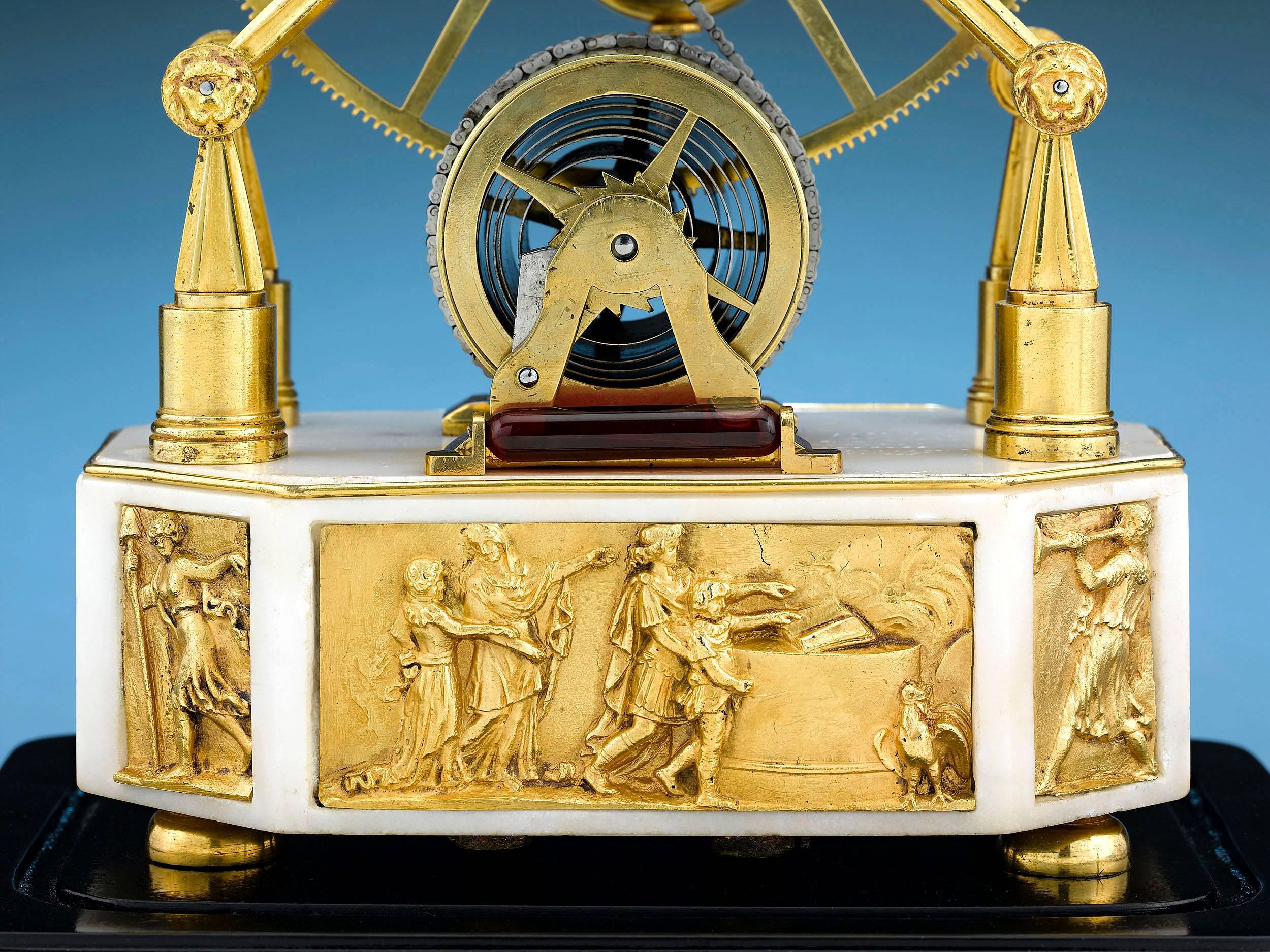 Empire 19th Century Great Wheel Skeleton Clock