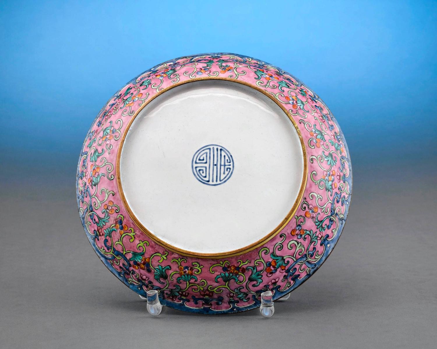 18th Century Chinese Canton Enamel Plate For Sale at 1stdibs