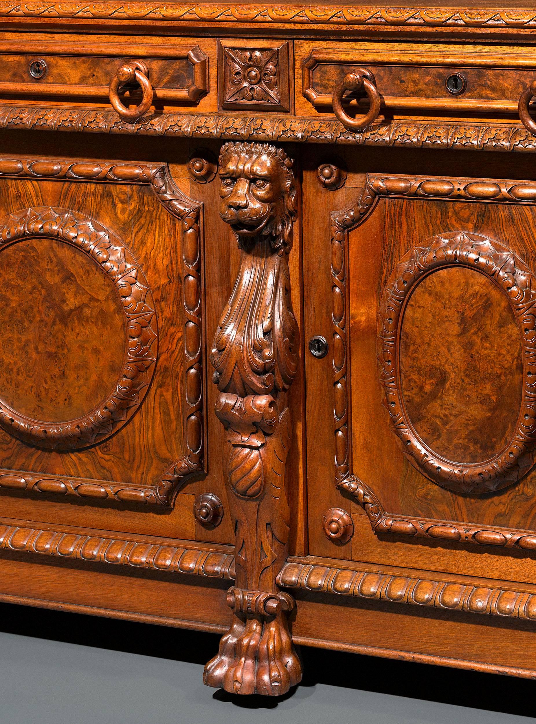 Carved 19th Century American Walnut Sideboard