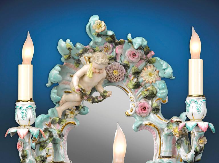 Meissen Porcelain Wall Sconce For Sale at 1stdibs