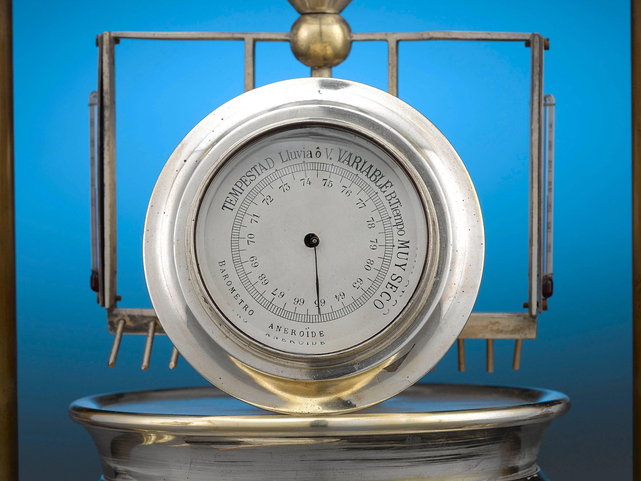 French Mechanical Mixer Industrial Clock and Barometer