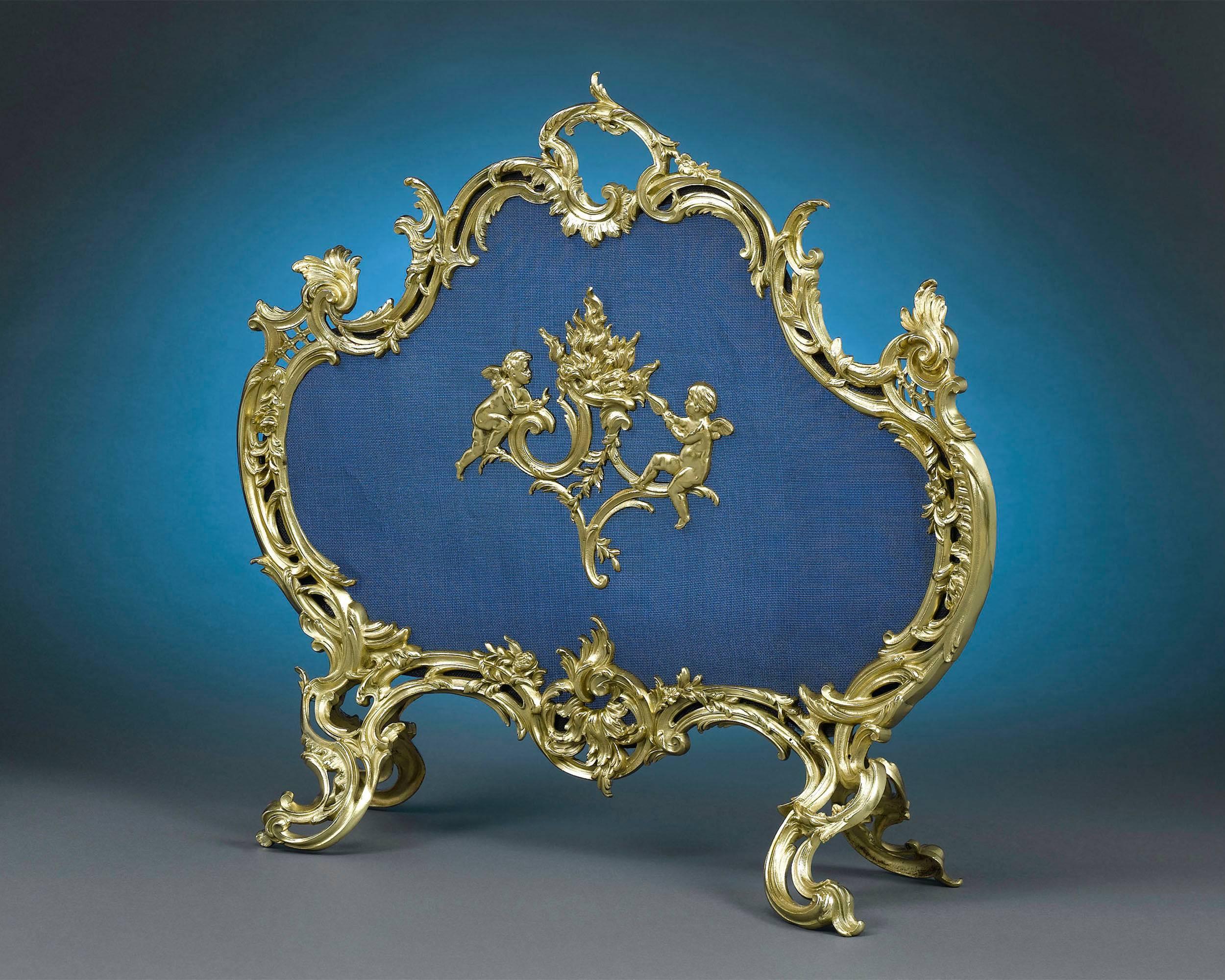 Gilt French Rococo Style Fire Screen