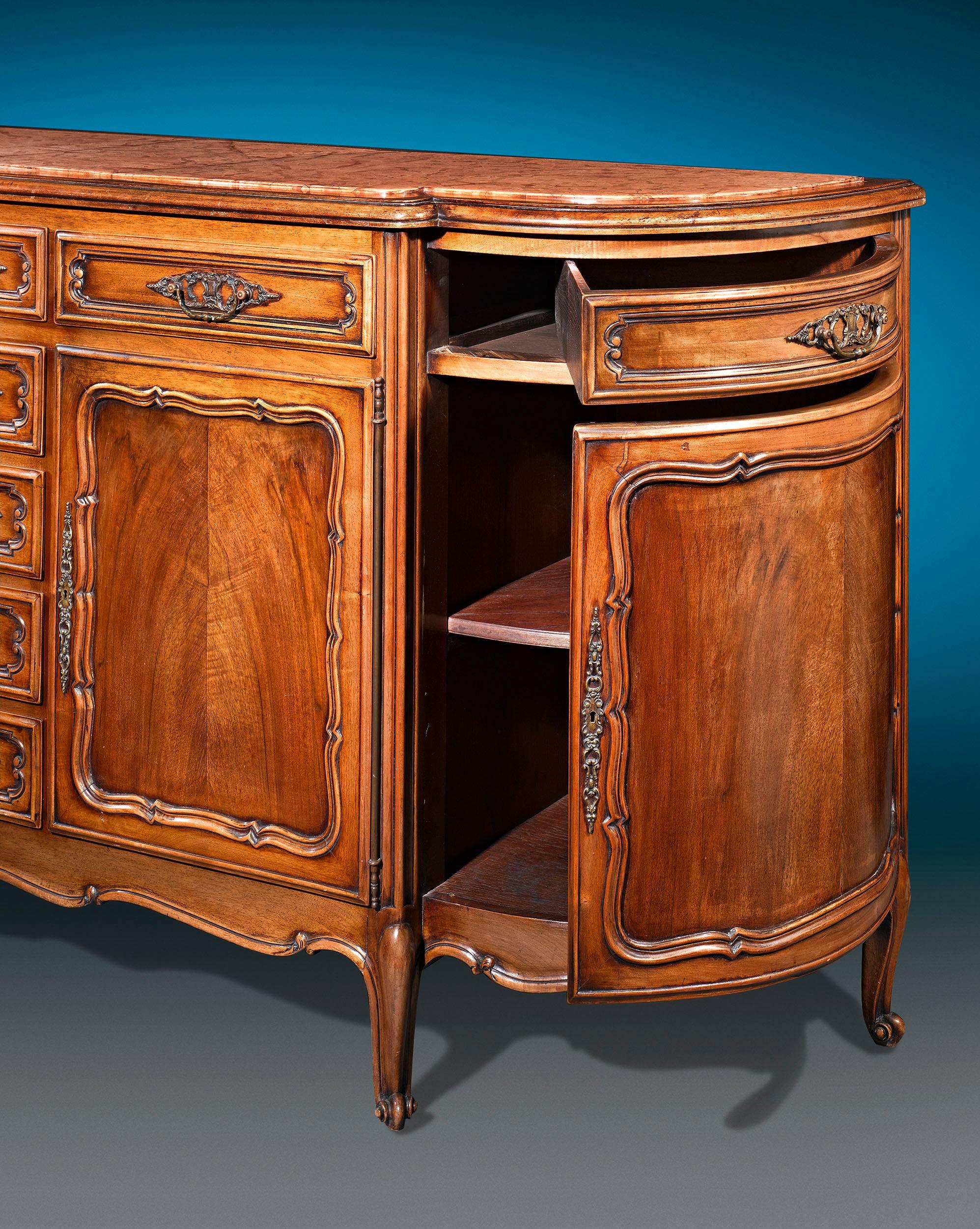 Louis XV French Provincial Red Marble-Top Buffet