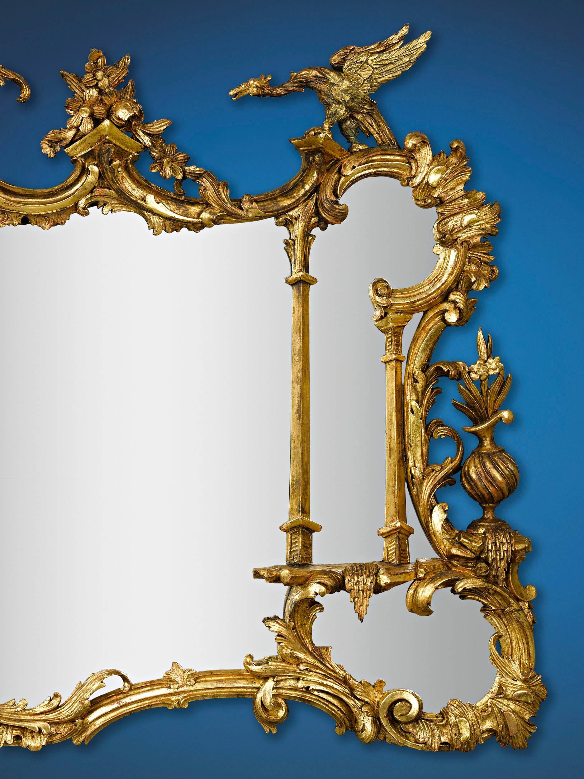 Rococo Carved Giltwood Chinoiserie Mirror