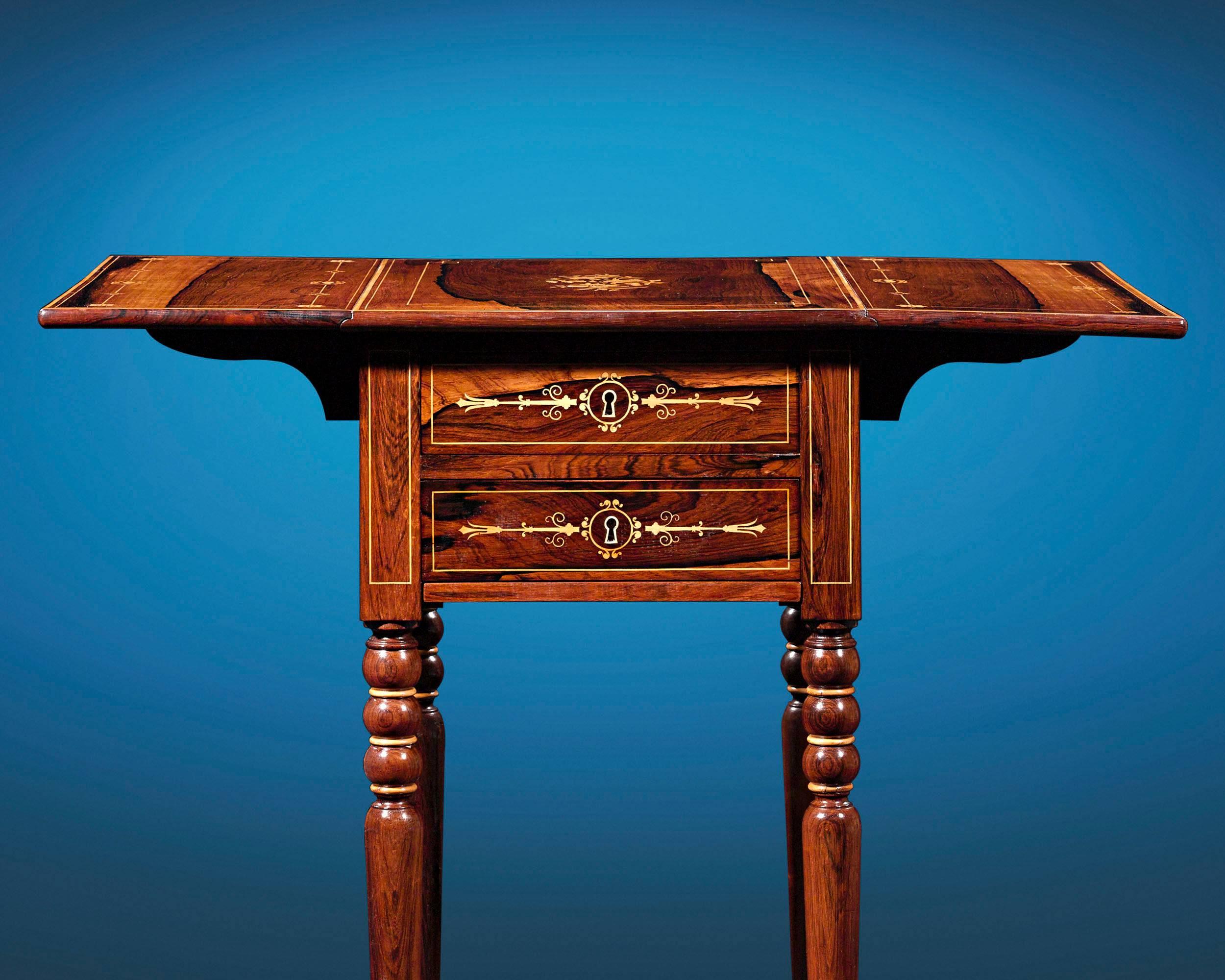 French Charles X Marquetry Side Table